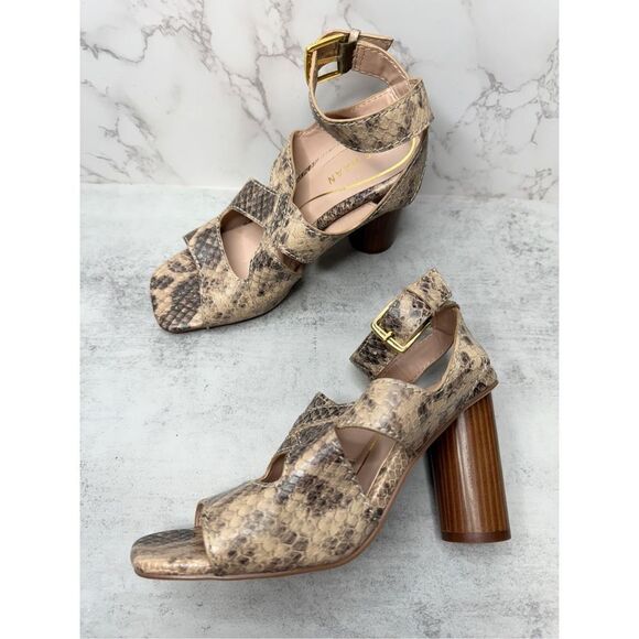 Cole Haan Sandals Womens Size 5.5B Leather Snakeskin Print Ankle Strap Heels - Picture 5 of 13